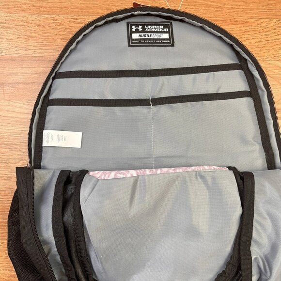 Under Armour Hustle Sport Backpack Fits 15" Laptop Raspberry/Black NEW - Picture 8 of 11